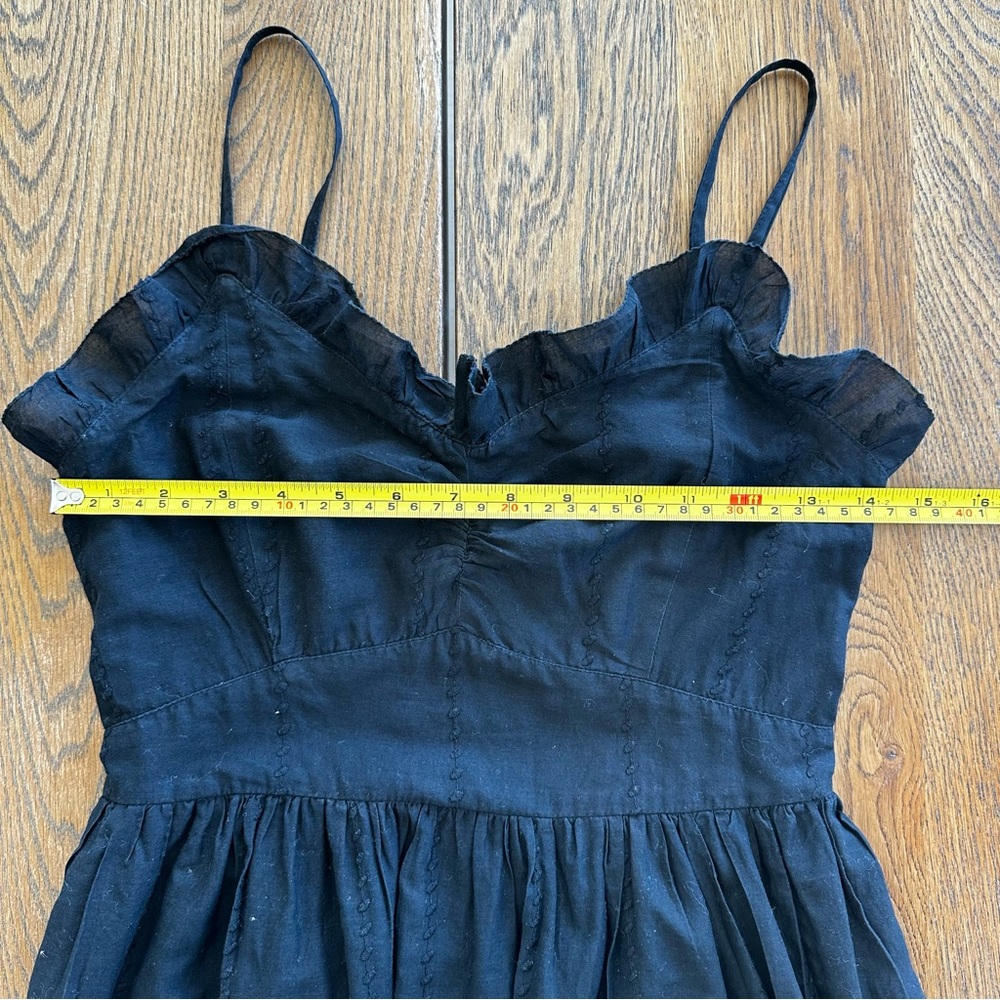 Mango Black Cotton Spaghetti Strap Midi Summer Spring Casual Dress Eyelet - Picture 4 of 14